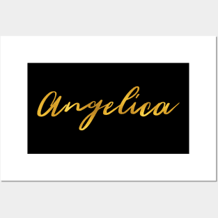 Angelica Name Hand Lettering in Faux Gold Letters Posters and Art